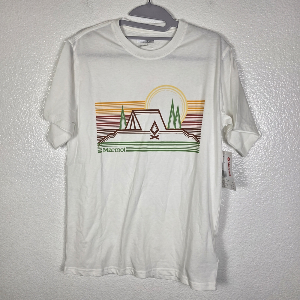 Marmot Men's Logo Short Sleve T-Shirts, Bivouac Tee White Size S